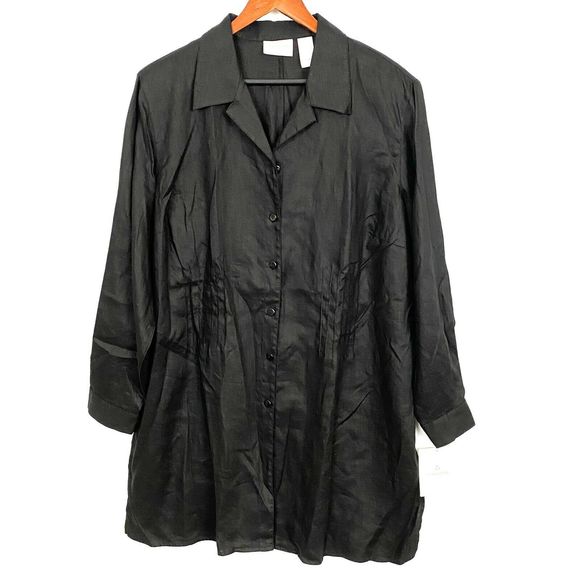 Liz Claiborne Dresses & Skirts - Liz Claiborne Black Long Sleeve Linen Shirt Dress